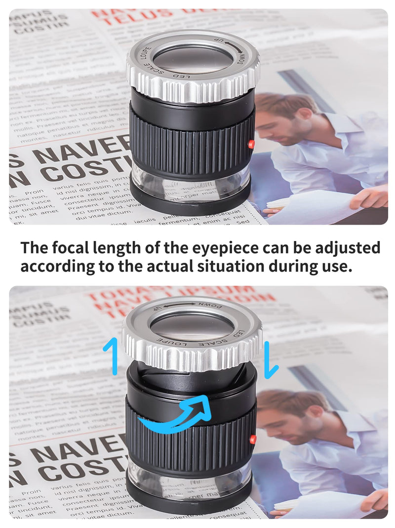 JARLINK 30X Jewelers Loupe, Adjustable Focal Length Magnifier with 3 LED Light for Gems, Jewelry, Coins, Stamps, etc (Black) Black - NewNest Australia