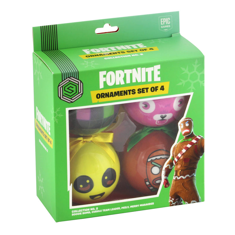 NewNest Australia - Epic Games Fortnite Holiday Ornaments Set of 4 - Collection 2 (Boogie Bomb, Cuddle Team Leader, Peely, Merry Marauder) 