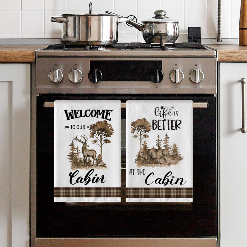 pinata Cabin Decor, Cabin Kitchen Towels Set of 4, Rustic Hand Towels, Decorative Dish Towels for Kitchen Dring Dishes, Log Cabin Decor, Farmhouse Bear Deer Tea Towels, Bath Towels - NewNest Australia