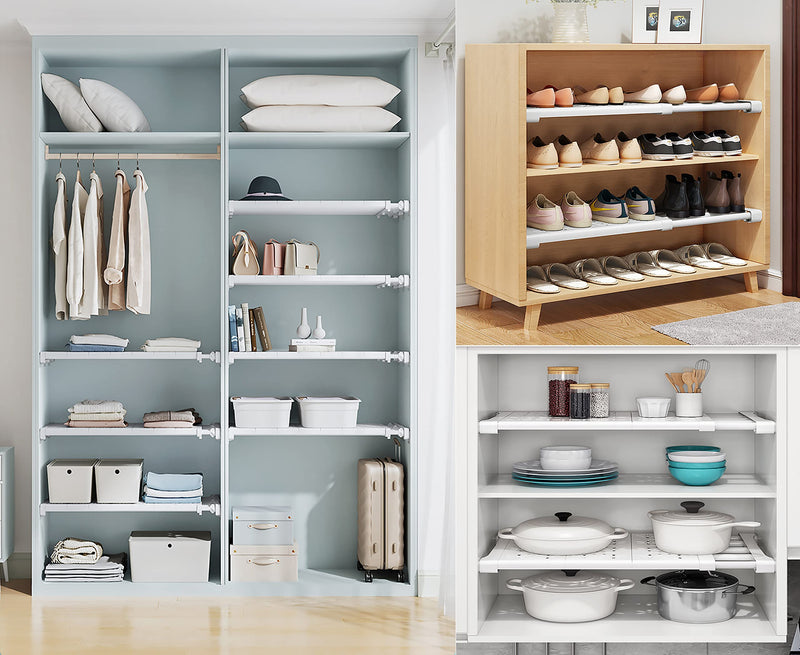 cOOva Closet Tension Shelf Expandable Shelf dividers -Kitchen Cabinet Shelves Under Sink Organizer Rack -School Locker Shelf Adjustable. 14.17W (11.25-15.75) L inch 36W (29-40)L cm - NewNest Australia