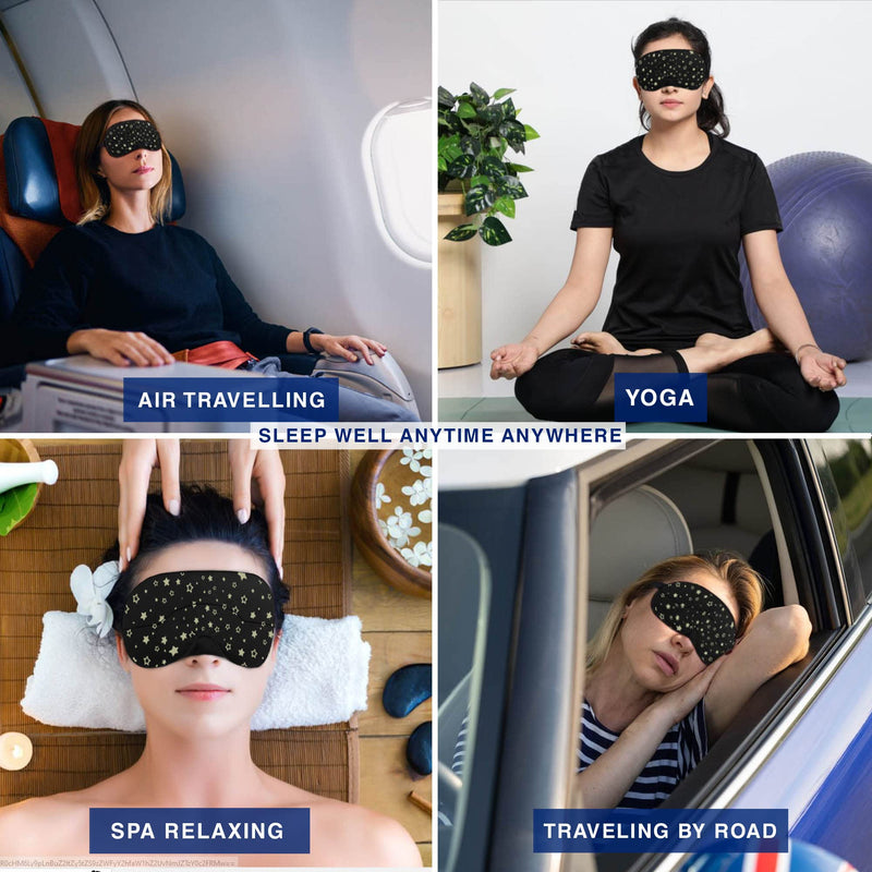 Silk Sleep Mask, Eye Mask for Sleeping, Blindfold Eye Mask, Super Soft Sleep Masks for Women & Men with Adjustable Straps, Sleeping Mask, Blackout Sleep Mask – Black Stars - NewNest Australia