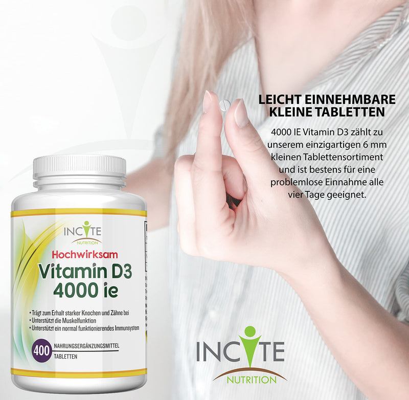 Vitamin D 4000 Iu - 400 Easy To Absorb Premium Vitamin D3 Micro Tablets - Every Four Day Highly Effective Tablet Cholecalciferol Vit D3 - Vegetarian Supplement - Made By Incite Nutrition In The Uk - NewNest Australia