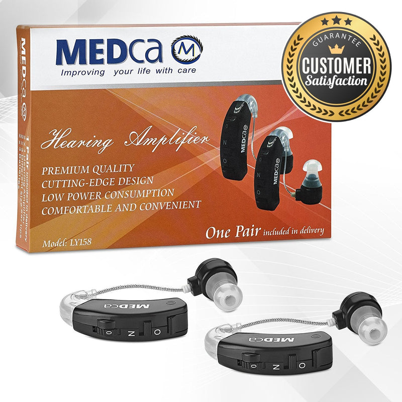 Behind The Ear Sound Amplifier - BTE Hearing Ear Amplification Device and Digital Sound Enhancer PSAD for The Hard of Hearing, Noise Reducing Feature, Black, by MEDca - NewNest Australia