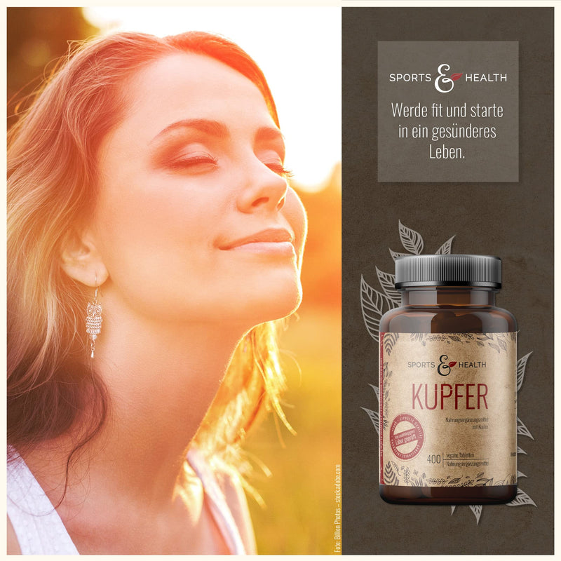 Copper tablets - 400 tablets - copper 2 mg per daily dosage - vegan - copper from 3 compounds - copper bisglycinate copper citrate copper gluconate - tested in Germany - NewNest Australia