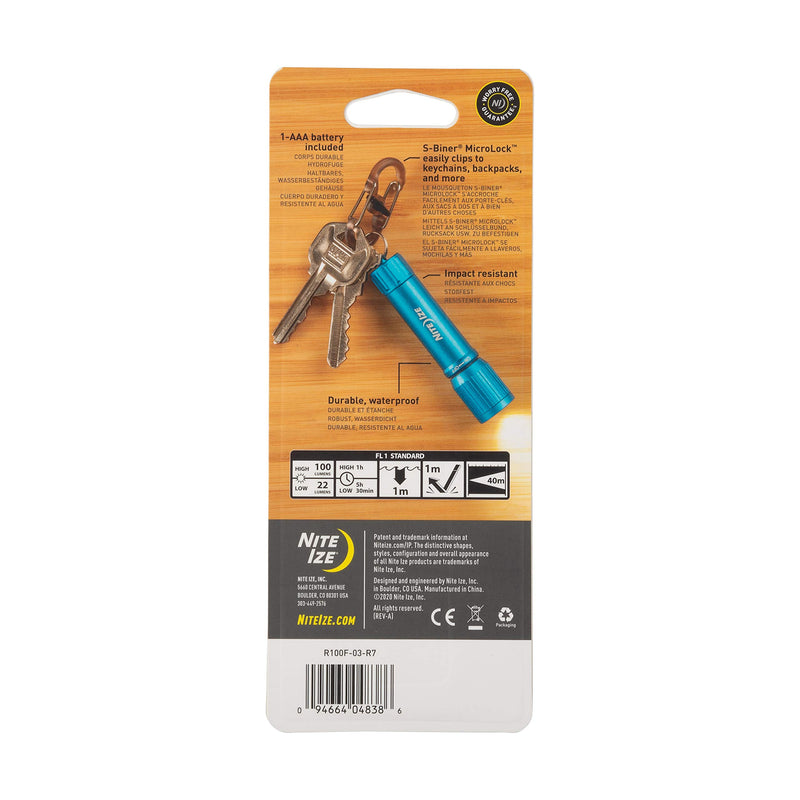 Nite Ize R100F-03-R7 Radiant 100 Keychain EDC Flashlight, Blue - NewNest Australia