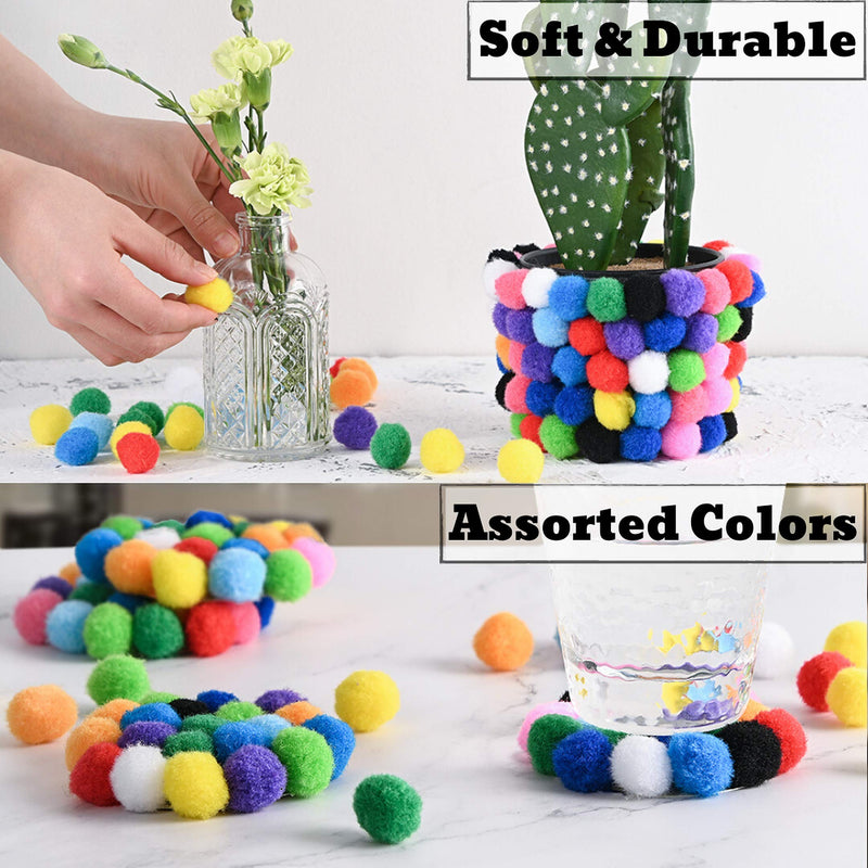 WAU Craft Pom Pom Balls - 100pcs 1.5 inch Multicolored Large Pompoms for Crafts Art DIY Project in Reusable Zipper Bag - NewNest Australia