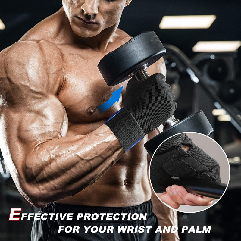 RYMNT Workout Gloves with Wrist Wrap Support, Weight Lifting Gloves with Full Palm Protection & Extra Grip for Men Women Gym Exercise, Cross Training, Weightlifting, Pull ups Black Medium - NewNest Australia