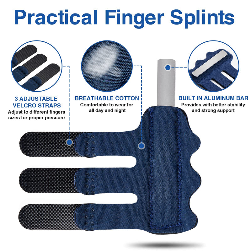 Echify Finger Splint - 2pcs Upgraded Finger Support Trigger Finger Brace with 3 Adjustable Fixing Belt Mallet Finger Splints for Straighten Broken Bent Finger & Arthritis Pain Relieve - NewNest Australia