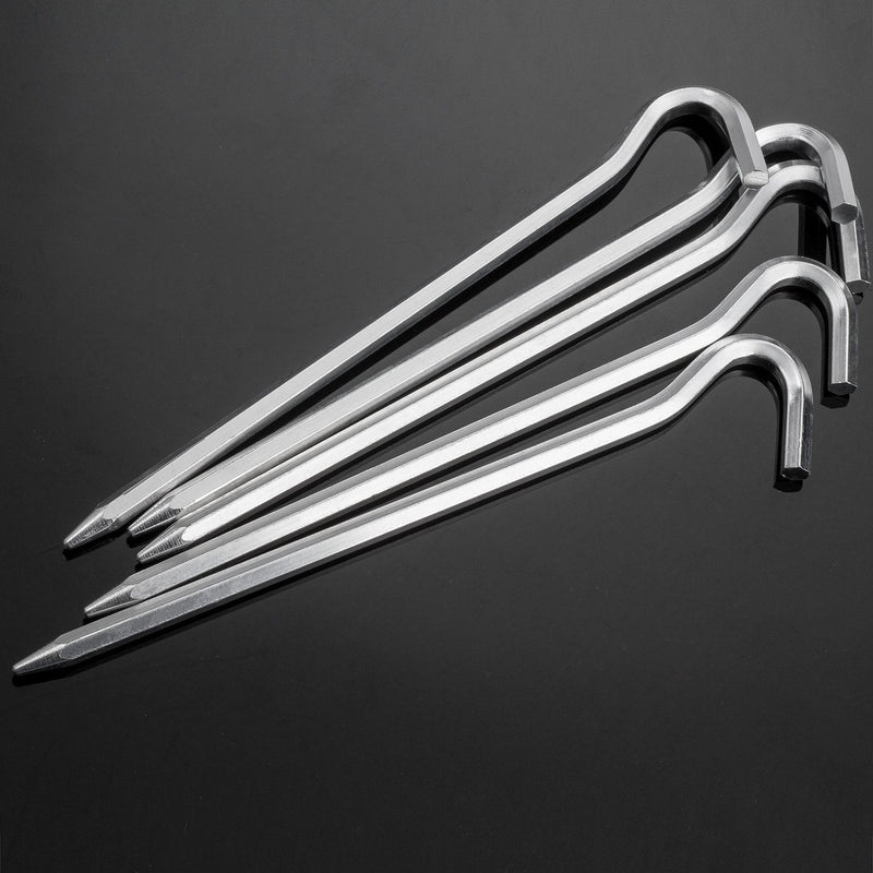 Tent Pegs - Aluminium Tent Stakes Pegs with Hook - 7’’ Hexagon Rod Stakes Nail Spike Garden Stakes Camping Pegs for Pitching Camping Tent, Canopies Silver - NewNest Australia