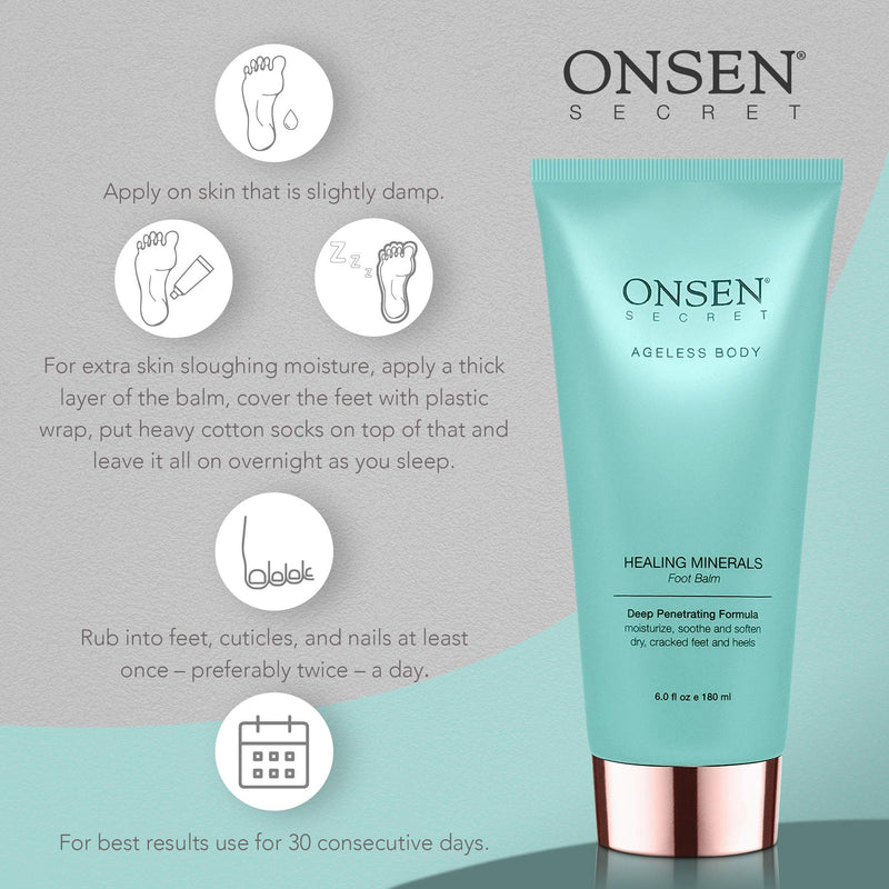 Onsen Foot Cream for Dry Cracked Feet 6 oz, Deeply Penetrates Callused Feet, Natural Organic Ingredients by Onsen Healing Minerals, Made in USA - NewNest Australia