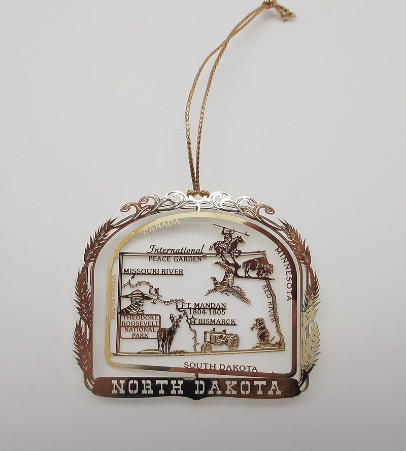 NewNest Australia - Nations Treasures North Dakota State Brass Ornament Souvenir Gift 