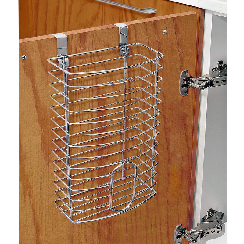 NewNest Australia - Tatkraft Fun Over The Cabinet Door Grocery Bag Holder, Versatile and Easy to Use, Easy to Place on Shelves, Walls, or Cabinets, Made of Chromed Steel. 