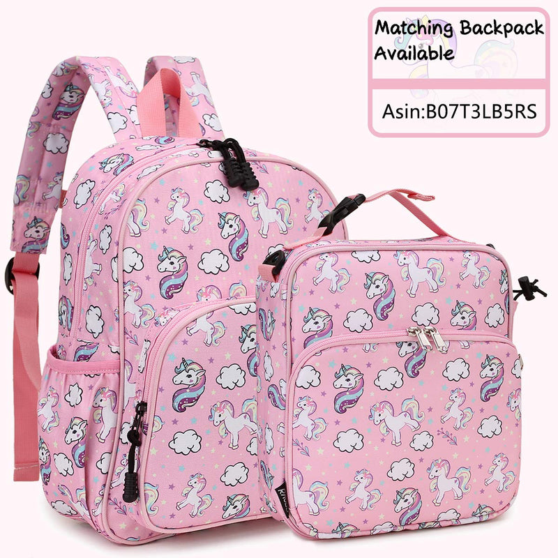 NewNest Australia - Lunch Bag for Girls,RAVUO Insulated Lunch Box for Kids Cute Unicorn Reusable Lunch Tote with Detachable Shoulder Strap and Buckle Handle Unicorn Pink 