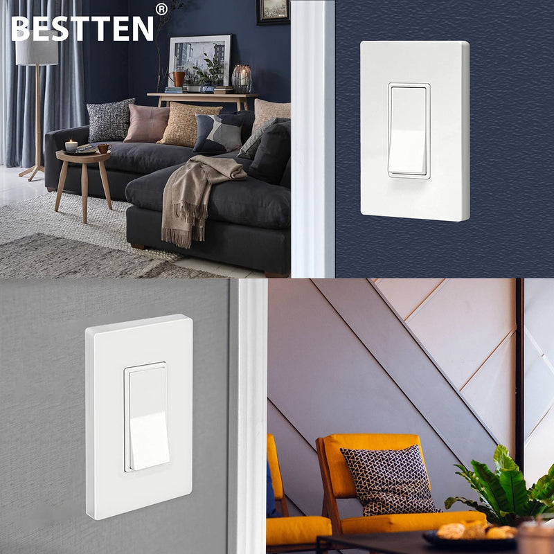 [10 Pack] BESTTEN 1-Gang Screwless Wall Plate, USWP4 White Series, Decorator Outlet Cover, H4.69” x W2.91”, for Light Switch, Dimmer, GFCI, USB Receptacle 1. Gloss White - NewNest Australia