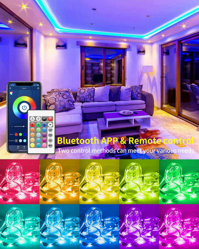 GUPUP 25 FT LED Strip Lights,Bluetooth LED Lights for Bedroom, Color Changing Light Strip with Music Sync, Phone Controller and IR Remote(APP+Remote +Mic). 25FT - NewNest Australia