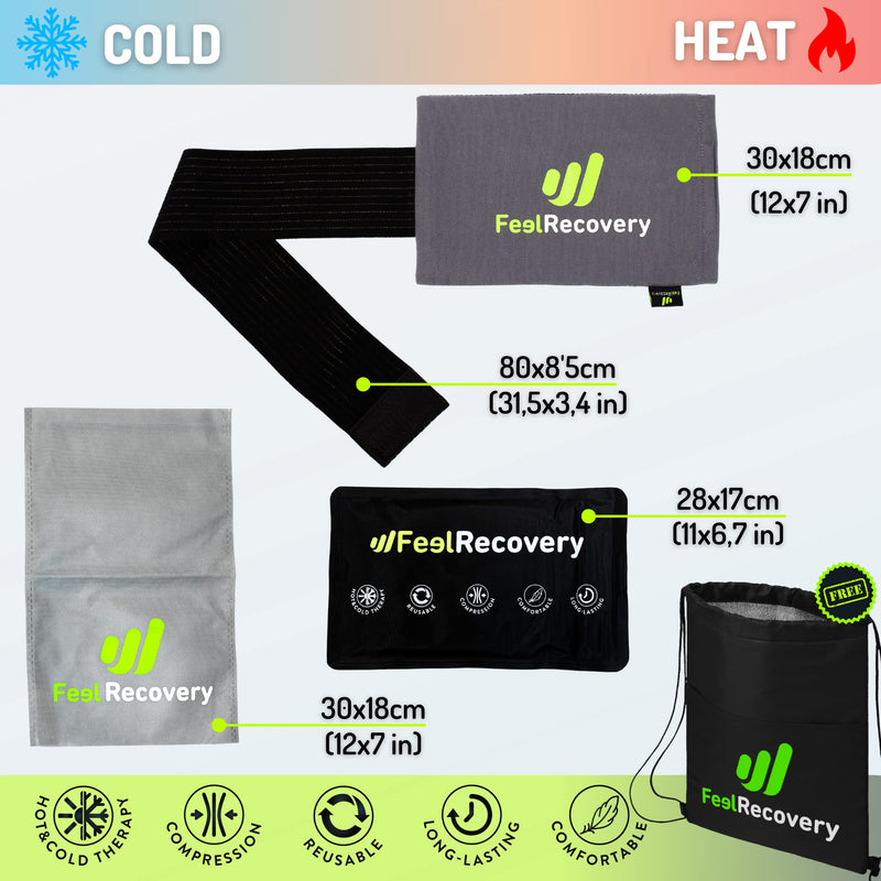 Cooling Pads Gel For Back (28 X 17 Cm) - Cold Warm Compress Set With Fixation Band For Back Pain, Osteoarthritis, Lumbago - Cold Pack Gel For Cold Therapy With Cover And Velcro Bandage - NewNest Australia