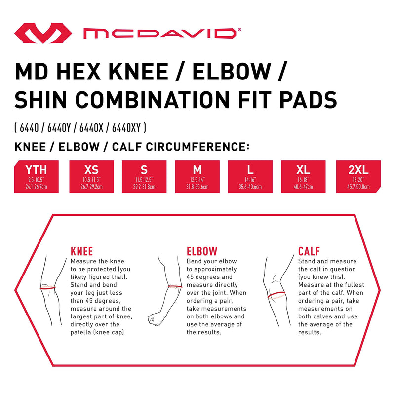 Mcdavid 6440 Hex Knee Pads/ Elbow Pads/ Shin Pads for Volleyball, Basketball, Football & All Contact Sports, Youth & Adult Sizes, Sold as Pair (2 Sleeves) Small White - NewNest Australia