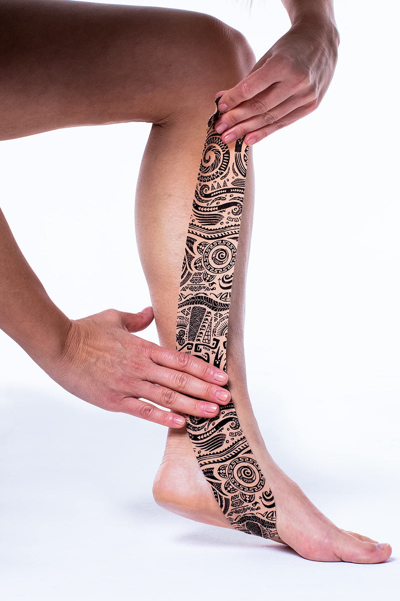 CureTape Art Printed Uncut Kinesiology Tape | 1 Roll 5cm x 5m | Waterproof Kinesiology Tape for Knee, Arm, Shoulder, Legs & Muscles | K Tape With The Best Adhesion | Injury Muscle Tape | Tattoo - NewNest Australia