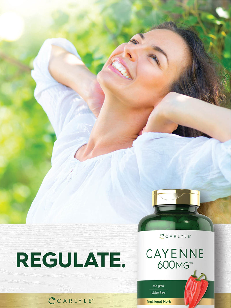 Cayenne Pepper Capsules 600mg | 350 Pills | Non-GMO, Gluten Free Supplement | by Carlyle - NewNest Australia