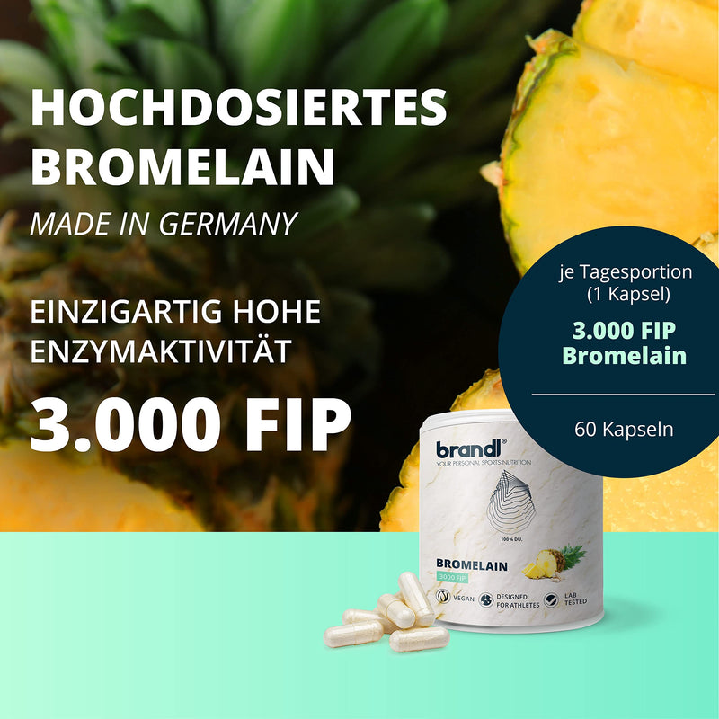 Bromelain In High Doses | Natural Enzymes From Pineapple By Brandl | 3,000 Fip Per Capsule | Also Ideal For Athletes | 60 Pieces Bromelain Capsules Each With 600Mg Pineapple Enzyme - NewNest Australia