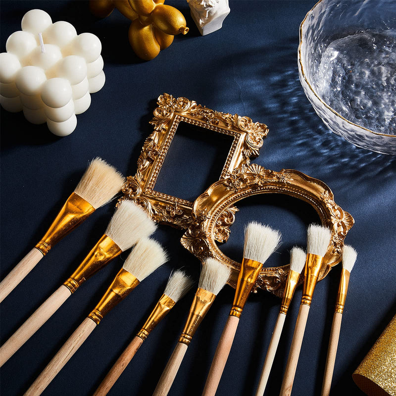 10 Pieces Gilding Brush Gold Leaf Paint Brush Goat Hair Duster Gold Paint Brush Sweep Mop 10 Types Metallic Foil Flakes Paint Brush for Gold Foil Gold Leaf Sheets Art Crafts Supplies - NewNest Australia