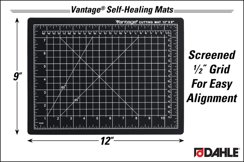 Dahle Vantage 10670 Self-Healing Cutting Mat, 9"x12", 1/2" Grid, 5 Layers for Max Healing, Perfect for Crafts & Sewing, Black 9" x 12" - NewNest Australia