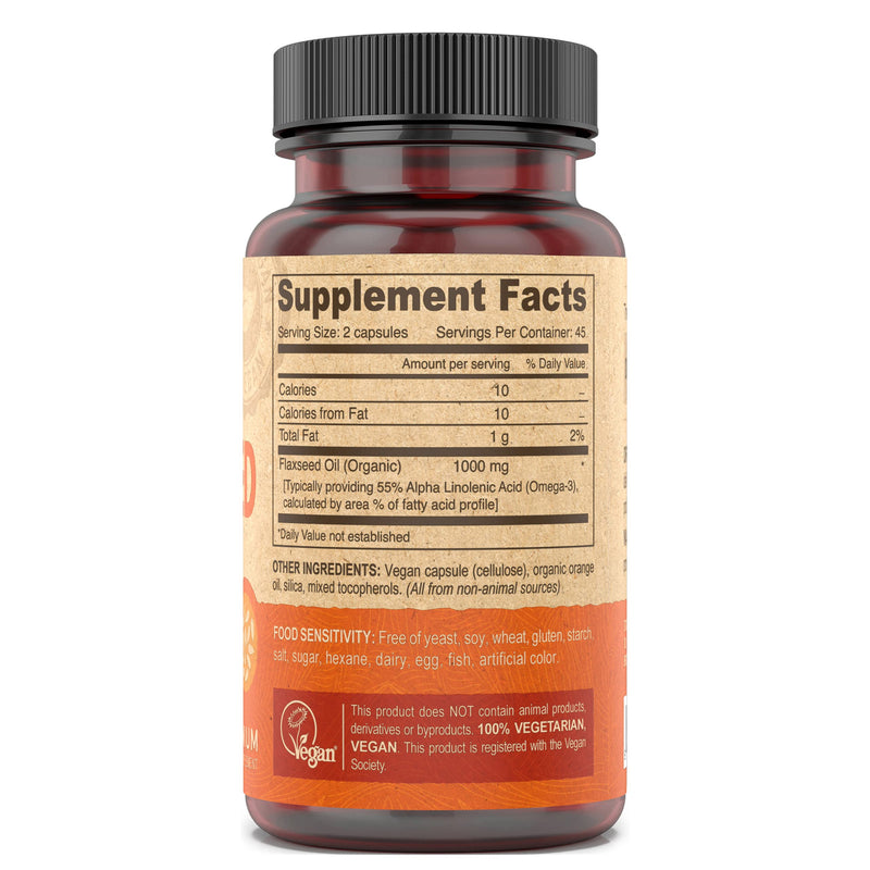 Deva Vegan Omega-3 Flaxseed Oil Supplement - 1000 MG Per Serving - Cold-Pressed & Unrefined - Fish Oil Alternative - with Omega-3 ALA - 90 Capsules, 2-Pack - NewNest Australia