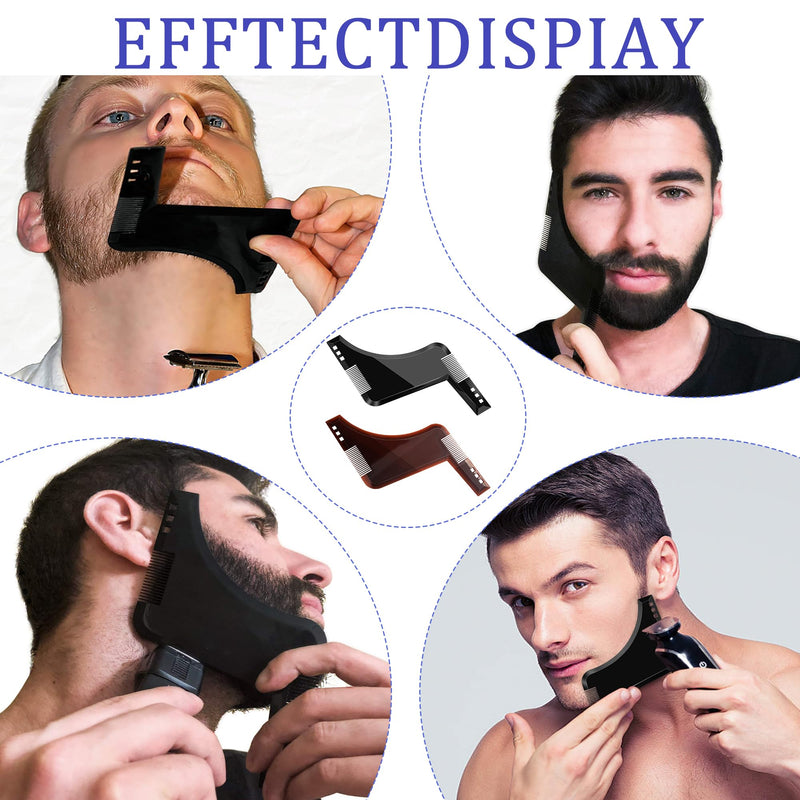 Pack of 2 beard stencils, beard contour stencil, professional beard stencil, beard shapes for chin beard, sideburns neck, beard comb styling tool, beard care for full beard and 3 day beard - NewNest Australia