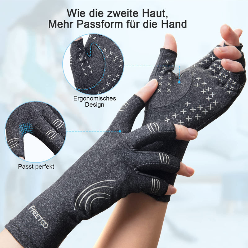 Freetoo Copper Infused Arthritis Gloves, Fingerless Compression Gloves Women / Men, Arthritis Pain Relief For Carpal Tunnel, Rheumatism, Rsi, Tendinitis, Hand Pain Typing, Gaming Knitted Gloves - NewNest Australia