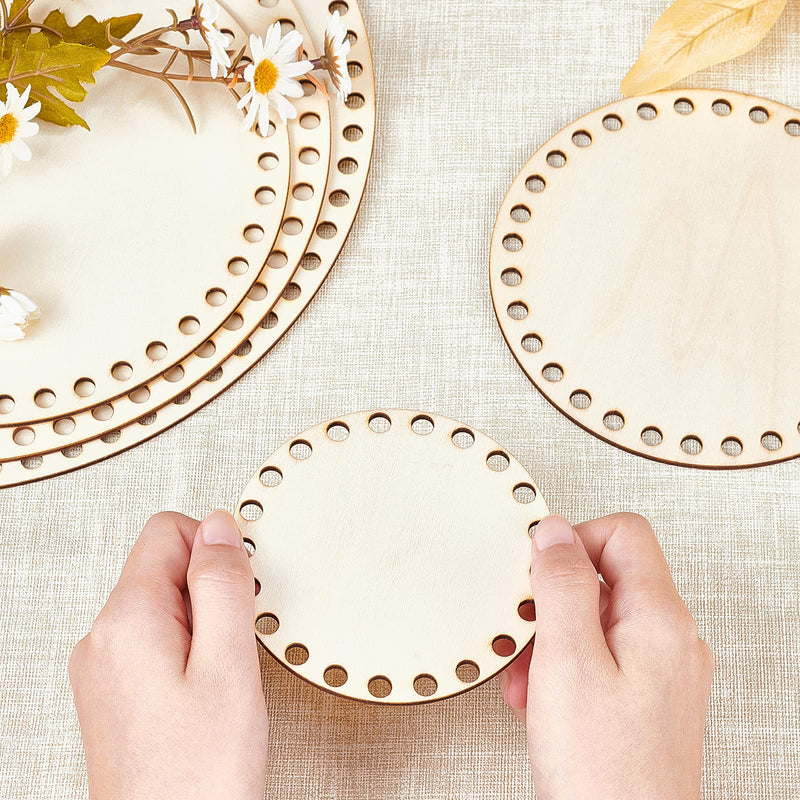 PH PandaHall 5 Sizes Natural Wooden Basket Bottom Round Circle Blank Crochet Basket Wood Base for DIY Basket Weaving Crochet Supplies, Burlywood, 10/15/20/25/30cm(3.9/5.9/7.9/9.9/11.9") in Diameter - NewNest Australia