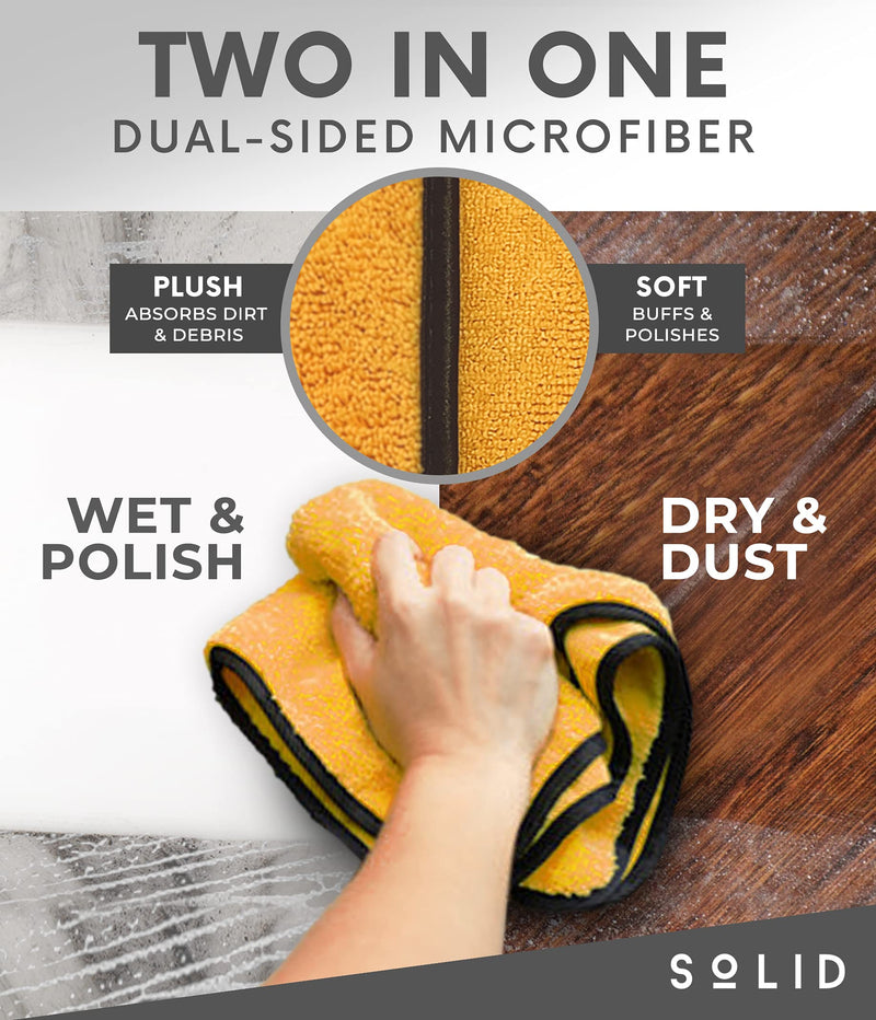 SoLiD Multipurpose Plush Microfiber Cleaning Cloth Towel for Household, Car Washing, Drying & Auto Detailing - 16" x 24" (6) 6 - NewNest Australia