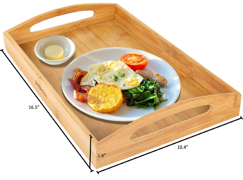 NewNest Australia - Greenco Rectangle Bamboo Butler Serving Tray With Handles Pak of 1 
