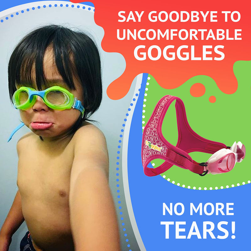 Frogglez Anti-Fog Swimming Goggles for Kids Under 10 (Ages 3-10) Recommended by Olympic Swimmers; Premium Pain-Free Strap Pink Frog - NewNest Australia