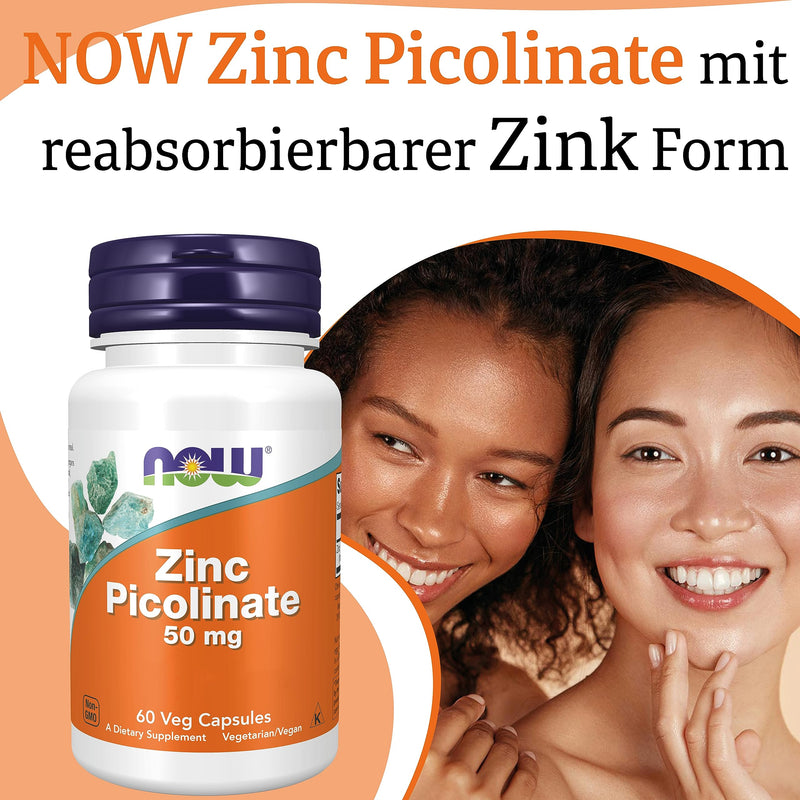 Now Foods, Zinc Picolinate, 50mg, high dose, 1 capsule every 2 days, 60 vegan capsules, laboratory tested, gluten-free, soy-free, non-GMO, vegetarian - NewNest Australia