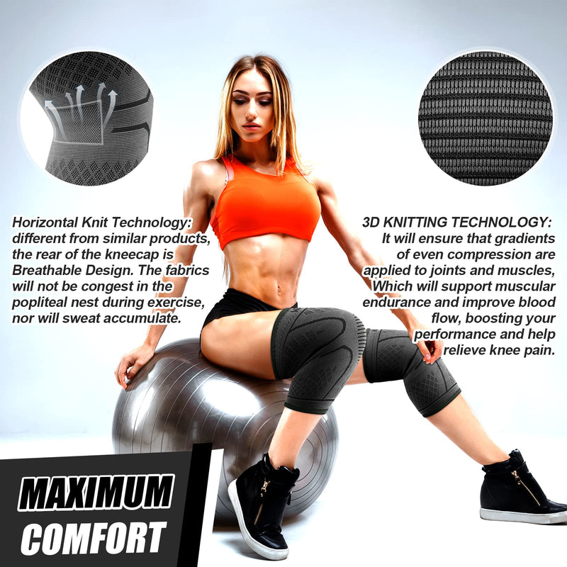 Neenca 2 Pack Knee Support, Compressed Knee Support For Men Women, Knee Pads For Running, Arthritis, Acl, Joint Pain Relief, Meniscus Tear, Knee Pain Recovery, Sports - Pair Packaging - NewNest Australia
