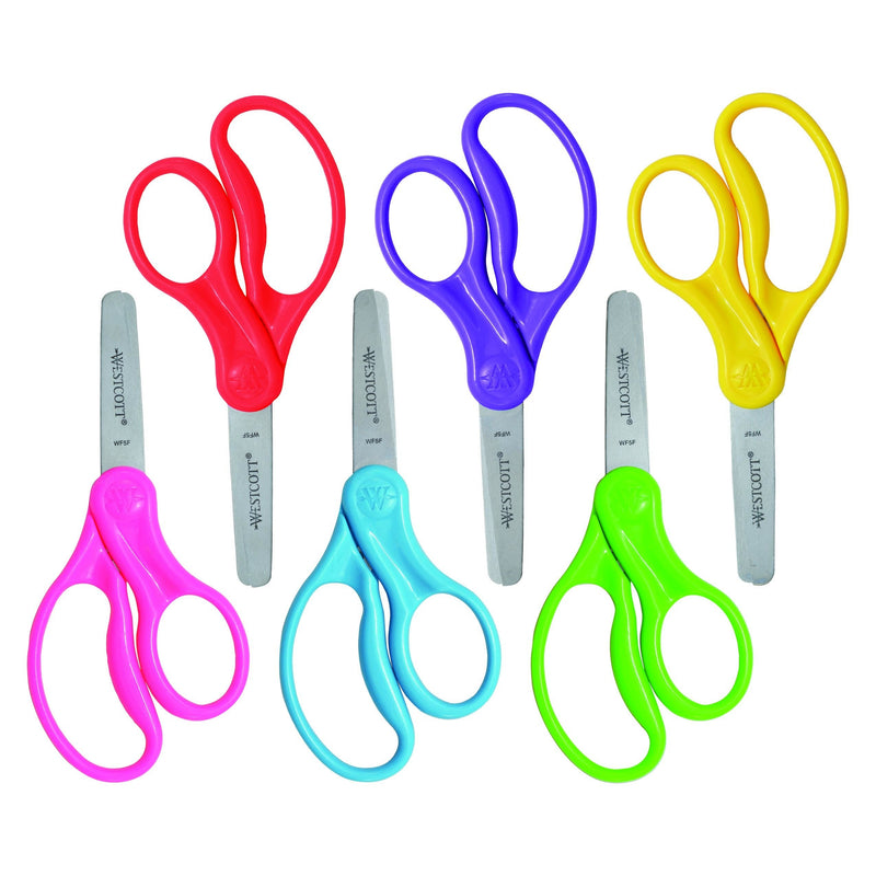 Westcott Right- & Left-Handed Scissors For Kids, 5’’ Blunt Safety Scissors, Assorted, 6 Pack (16454) - NewNest Australia
