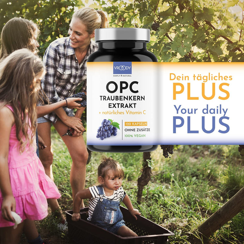 2x OPC grape seed extract high dose with natural vitamin C - 2x 120 OPC capsules (8 months) with acerola, 100% vegan & natural, OPC high dose only one capsule daily, 95% active ingredient content 120 pieces (pack of 2) - NewNest Australia