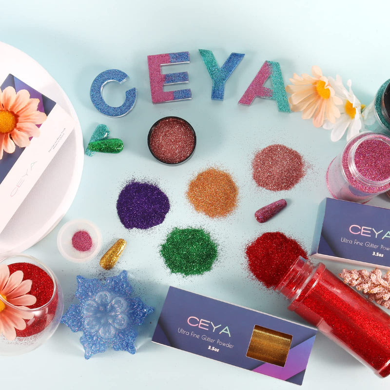 Ceya 3.5oz/ 100g Holographic Ultra Fine Glitter Powder Diamond Laser Gold Glitter 1/128” 0.008” 0.3mm for Slime Epoxy Resin Craft Tumbler Jewelry Nail Festival Makeup Scrapbook Painting Wedding Cards - NewNest Australia
