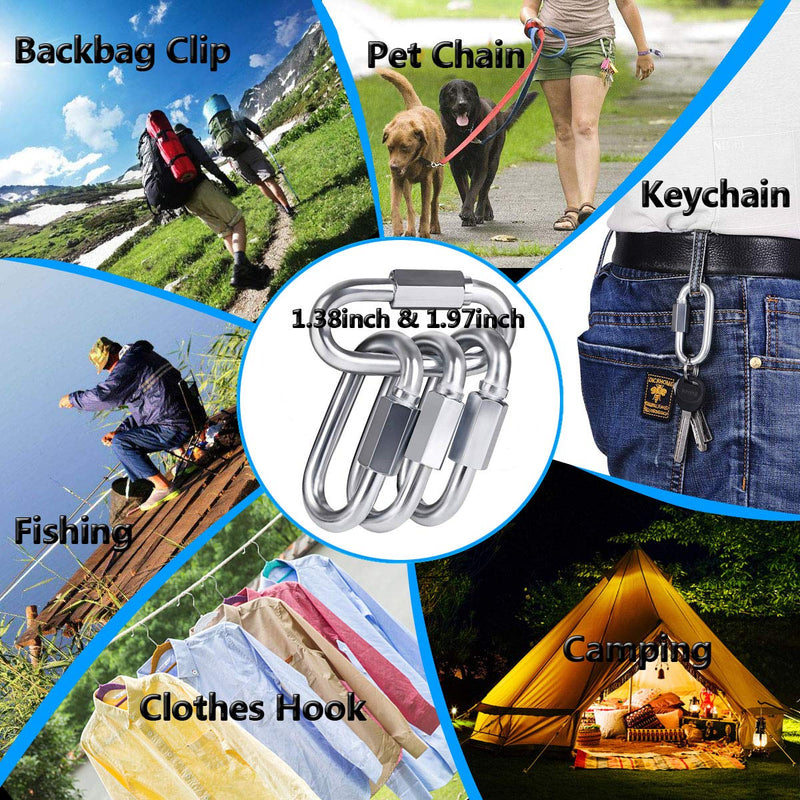 Quick Link, Ekunbuy 304 Stainless Steel Heavy Duty Locking Clips Chain Connector Repair Link Buckle for Swing Outdoor Camping 1.45inch(m3.5)-18pcs - NewNest Australia