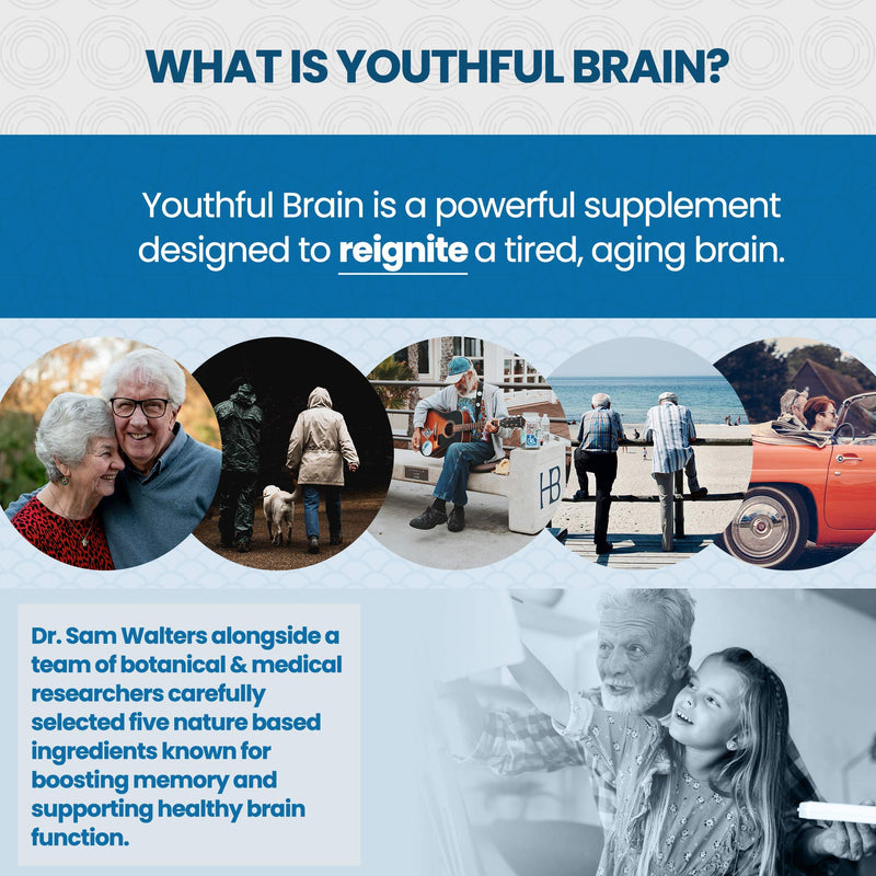 Youthful Brain | Memory & Brain Health Support Supplement - Doctor Formulated Brain Booster Clarity with Bacopa Monnieri, Ginkgo Biloba, B12 - Easy to Swallow Tablets - 30-Day Supply (60 Count) 60 Count (Pack of 1) - NewNest Australia