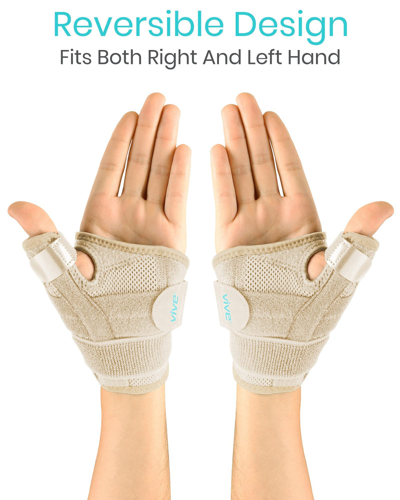 Vive Arthritis Thumb Splint - Spica Support Brace for Right and Left Hand - CMC Osteoarthritis Restriction for Pain, Sprains, Strains, Carpal Tunnel & Trigger Finger - Immobilizer Wrist Strap Beige - NewNest Australia