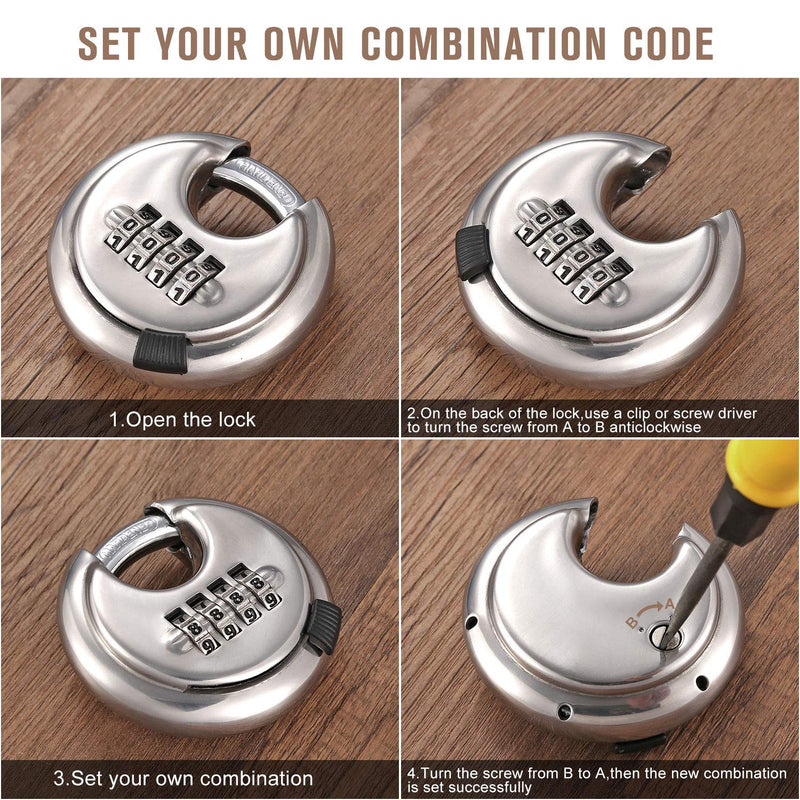 4 Digit Combination Lock with Hardened Steel Shackle Combo Padlock for Sheds, Locker,Storage Unit, Gym and Fence (1 Pcs) 1 Pack - NewNest Australia
