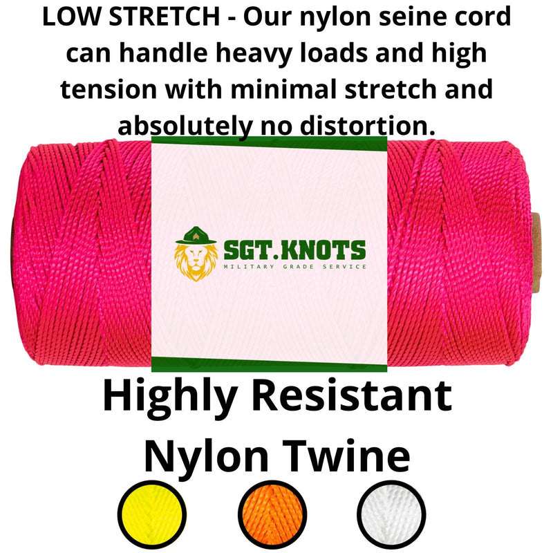 GT KNOTS Twisted Nylon Mason Line #18 - Twine String for DIY Project, Crafting (275 feet - Fluorescent Yellow) 275ft - Single Roll - NewNest Australia