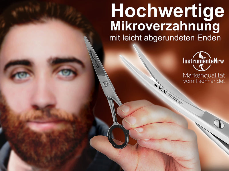 Curved beard scissors - hair scissors with micro-serration 13 cm stainless steel - NewNest Australia