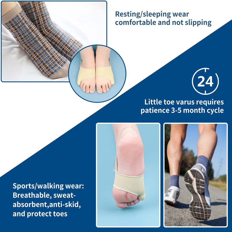 DYKOOK Tailors Bunion Corrector 1Pair Bunionette Sleeves Built-in Gel Pads Silicone Cover Guard With Non-slip Strap to Relief Bunion Pinky Toe Pain, Straighten Bunionette,Overlapping toe(Beige-Small) S Beige - NewNest Australia