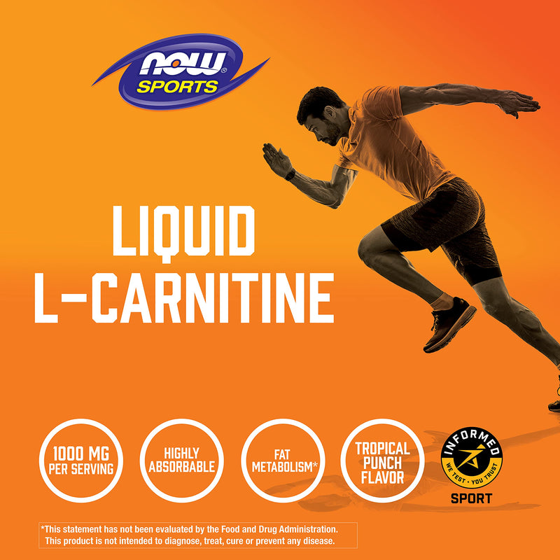 NOW Sports Nutrition, L-Carnitine Liquid 1000 mg, Highly Absorbable, Tropical Punch, 16 Fl Oz - NewNest Australia