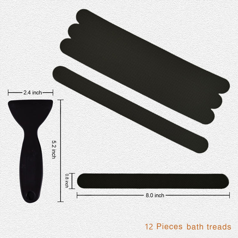 Secopad Anti Slip Shower Stickers 12 PCS Safety Bathtub Strips Adhesive Decals with Premium Scraper for  Bath Tub Shower Stairs Ladders Boats Black - NewNest Australia