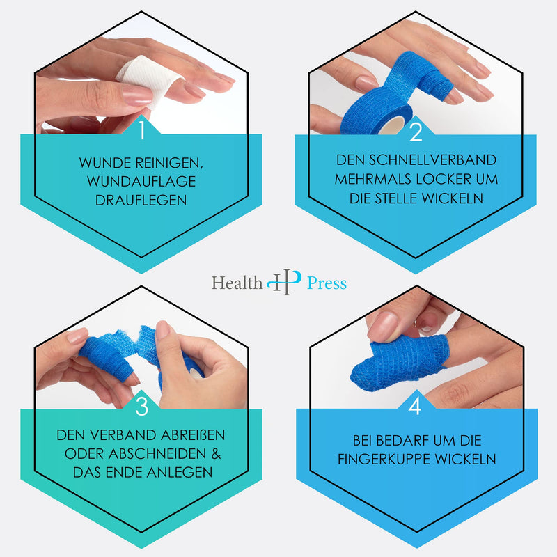 Self-Adhesive Finger Plaster, 8 X Plaster Rolls (2.5 Cm X 4.5 M), Self-Adhesive Bandage, Elastic Tape, Waterproof, Dust, Grease And Dirt-Repellent Plaster Tape (Blue, 8 Rolls) - NewNest Australia