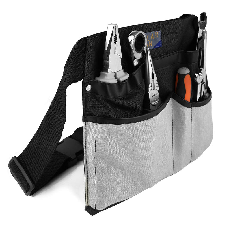 Gardening Tool Belt/Apron, 4-Pocket Utility Tool Waist Pouch Belt, Unisex Garden Waist Bag with padding&Adjustable Belt(Black&Grey) Black & Grey - NewNest Australia