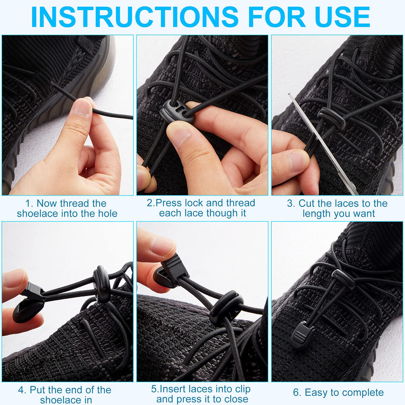 2 Pairs No Tie Shoe Laces Elastic No Tie Shoelaces Elastic Lock Shoelaces, One Size Fits Most, for Sneakers Board Shoes Casual Shoes, Adults and Kids Sneakers Classic Style - NewNest Australia